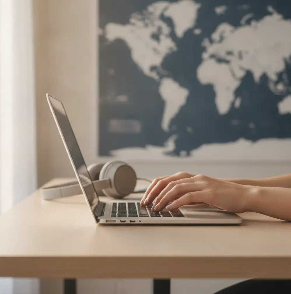 Online English class in session on a laptop screen